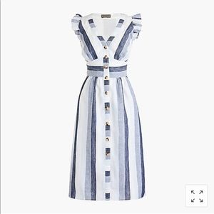 NWT jcrew linen midi stripe point sur dress s 00
